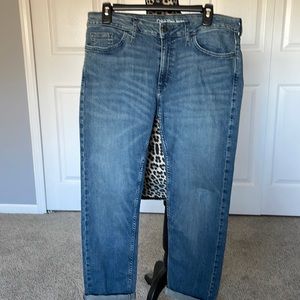 Calvin Klein slim boyfriend jeans. With pockets zip front